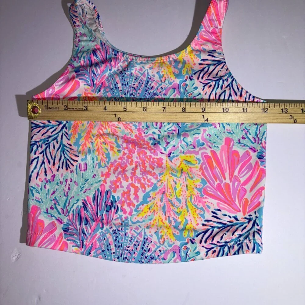 Lilly Pulitzer Girl's Haley Tankini Top UPF 50+ - Size 9 - Colorful, Coral